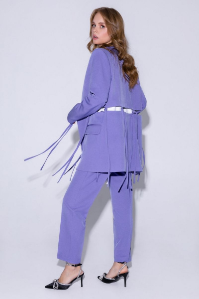 Брюки укороченные деловые с высокой посадкой из текстиля PiRS 4746 лавандовый - фото 6