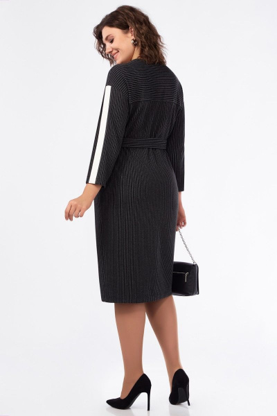 Платье прямого силуэта с планками из экокожи и поясом БагираАнТа 897 - фото 5