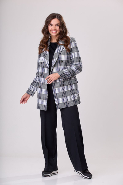 Палаццо брюки из плотного текстиля с отрезным бочком и карманами БелЭльСтиль 601-2 88 22 темно-синий - фото 3