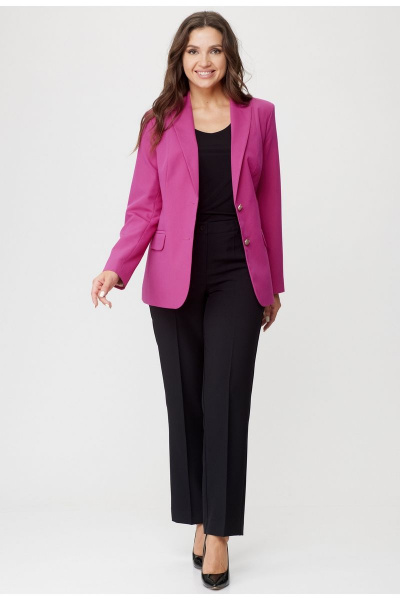 Комплект из жакета и брюк в деловом стиле из текстиля БелЭльСтиль 205-2_80_22+596-2_79_22 розово-черный - фото 3