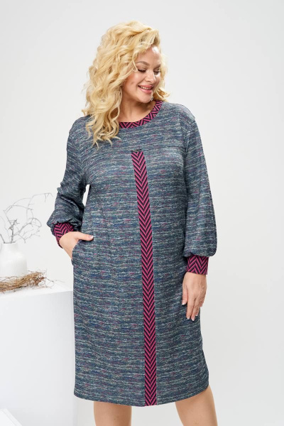 Платье из трикотажа с кокеткой и карманами Romanovich Style 1-2575 меланж - фото 4