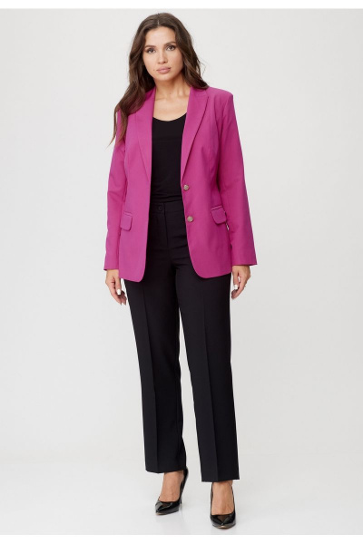 Комплект из жакета и брюк в деловом стиле из текстиля БелЭльСтиль 205-2_80_22+596-2_79_22 розово-черный - фото 1