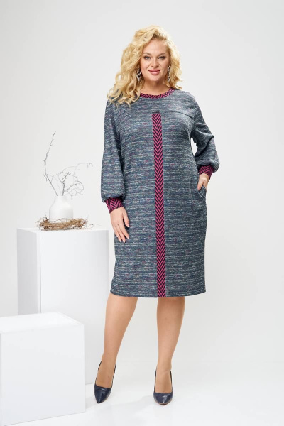 Платье из трикотажа с кокеткой и карманами Romanovich Style 1-2575 меланж - фото 2