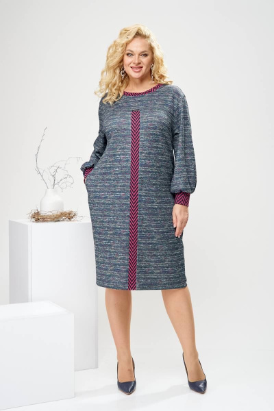 Платье из трикотажа с кокеткой и карманами Romanovich Style 1-2575 меланж - фото 1