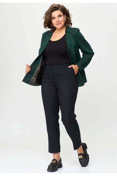 Классические брюки из плотной ткани с заужением к низу БелЭльСтиль 546-1_56_22 черно-серые - фото 5