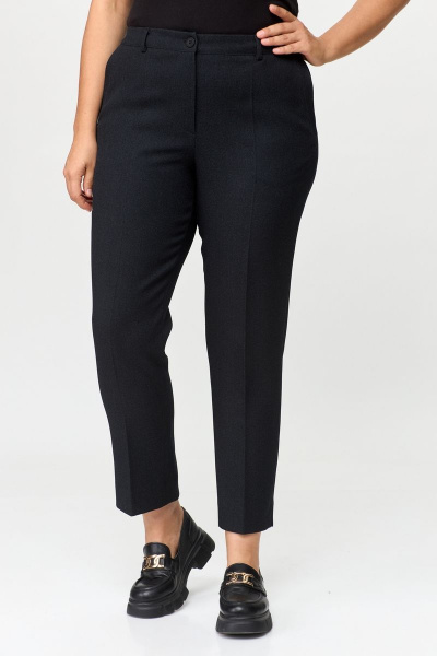 Классические брюки из плотной ткани с заужением к низу БелЭльСтиль 546-1_56_22 черно-серые - фото 2