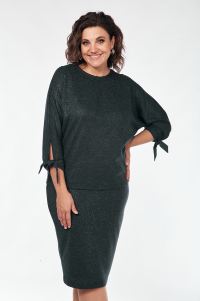 Костюм из трикотажа с юбкой с блеском и резинкой наверху Диомант 1920 графит - фото 4