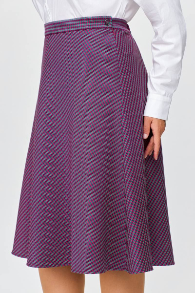 Миди-юбка А-силуэта из эластичной ткани с потайной молнией Swallow 685.1 зелено-бордовая_лапка - фото 9