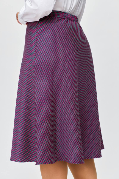 Миди-юбка А-силуэта из эластичной ткани с потайной молнией Swallow 685.1 зелено-бордовая_лапка - фото 8