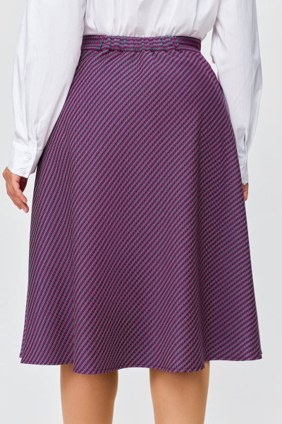 Миди-юбка А-силуэта из эластичной ткани с потайной молнией Swallow 685.1 зелено-бордовая_лапка - фото 7