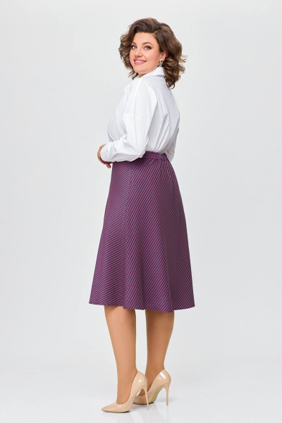 Миди-юбка А-силуэта из эластичной ткани с потайной молнией Swallow 685.1 зелено-бордовая_лапка - фото 6