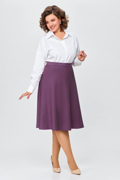 Миди-юбка А-силуэта из эластичной ткани с потайной молнией Swallow 685.1 зелено-бордовая_лапка - фото 5