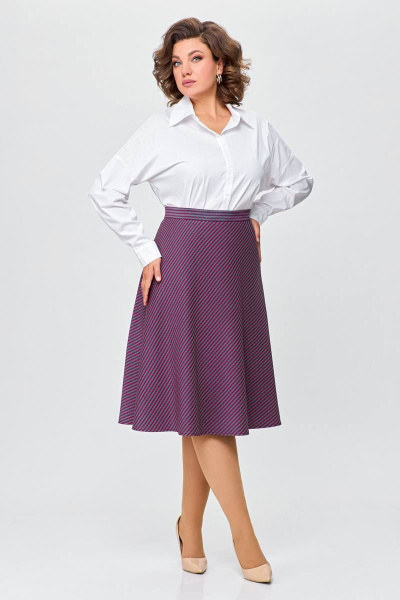 Миди-юбка А-силуэта из эластичной ткани с потайной молнией Swallow 685.1 зелено-бордовая_лапка - фото 4