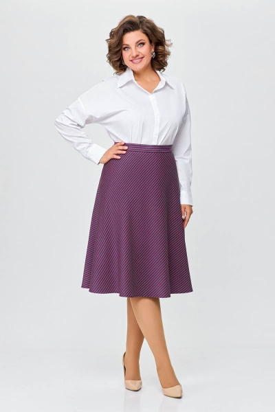 Миди-юбка А-силуэта из эластичной ткани с потайной молнией Swallow 685.1 зелено-бордовая_лапка - фото 1