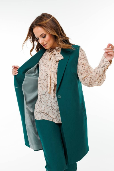 Градуированные брюки из текстиля с эластичным поясом SandyNa 130560 зеленый - фото 6