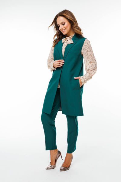 Градуированные брюки из текстиля с эластичным поясом SandyNa 130560 зеленый - фото 2