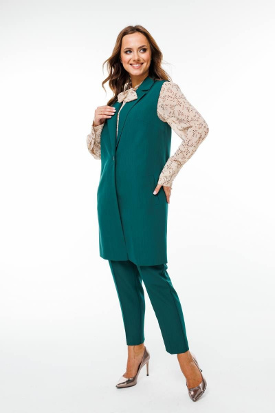 Градуированные брюки из текстиля с эластичным поясом SandyNa 130560 зеленый - фото 1