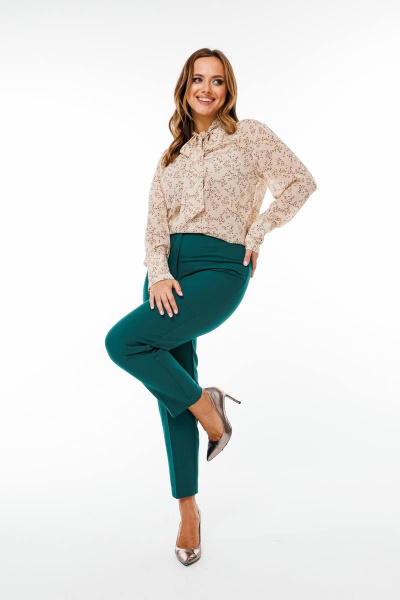 Градуированные брюки из текстиля с эластичным поясом SandyNa 130560 зеленый - фото 9