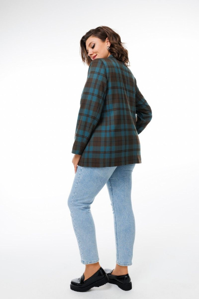 Жакет в клетку классический прямой демисезонный Anelli 1417 хвоя - фото 6