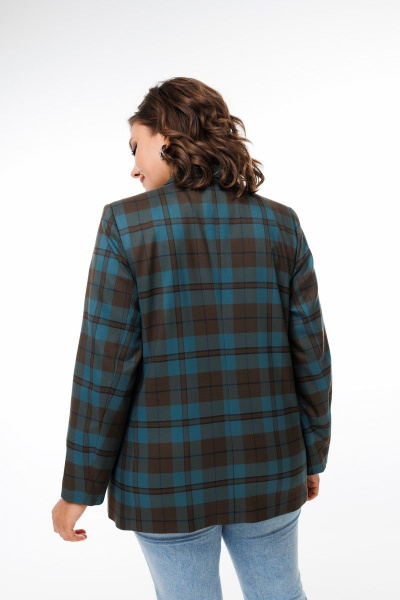 Жакет в клетку классический прямой демисезонный Anelli 1417 хвоя - фото 5