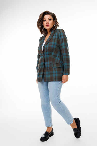 Жакет в клетку классический прямой демисезонный Anelli 1417 хвоя - фото 3