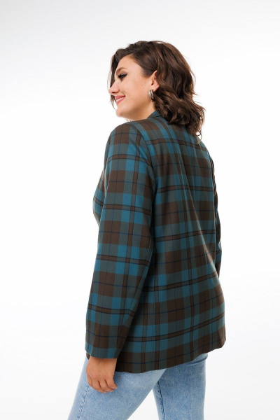 Жакет в клетку классический прямой демисезонный Anelli 1417 хвоя - фото 2