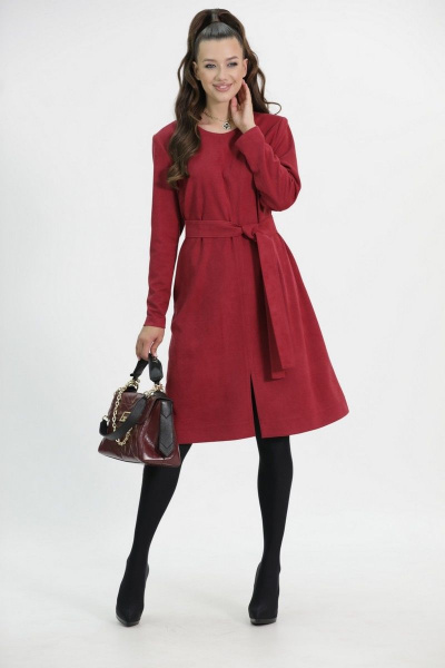 Красное платье А-силуэта из трикотажного полотна со шторками Твой имидж 1637 марсала - фото 3