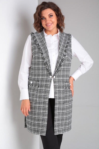 Комплект: жилет, блуза и брюки из текстиля для делового стиля Takka Plus 23-199 - фото 14