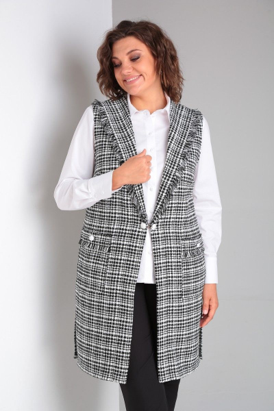 Комплект: жилет, блуза и брюки из текстиля для делового стиля Takka Plus 23-199 - фото 13