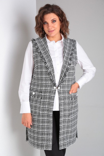 Комплект: жилет, блуза и брюки из текстиля для делового стиля Takka Plus 23-199 - фото 12