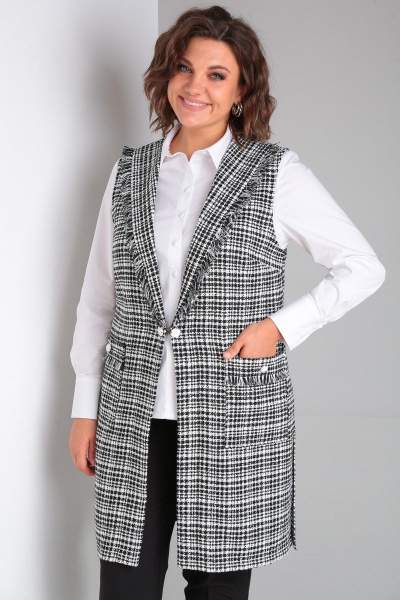 Комплект: жилет, блуза и брюки из текстиля для делового стиля Takka Plus 23-199 - фото 11