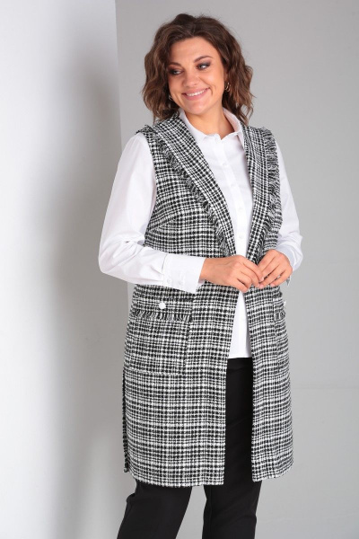 Комплект: жилет, блуза и брюки из текстиля для делового стиля Takka Plus 23-199 - фото 10