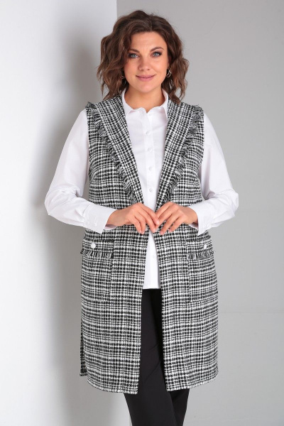 Комплект: жилет, блуза и брюки из текстиля для делового стиля Takka Plus 23-199 - фото 9