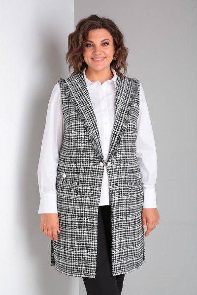 Комплект: жилет, блуза и брюки из текстиля для делового стиля Takka Plus 23-199 - фото 8