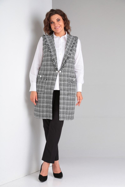 Комплект: жилет, блуза и брюки из текстиля для делового стиля Takka Plus 23-199 - фото 5