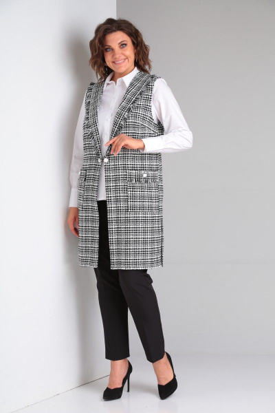 Комплект: жилет, блуза и брюки из текстиля для делового стиля Takka Plus 23-199 - фото 4