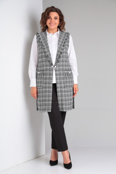 Комплект: жилет, блуза и брюки из текстиля для делового стиля Takka Plus 23-199 - фото 3