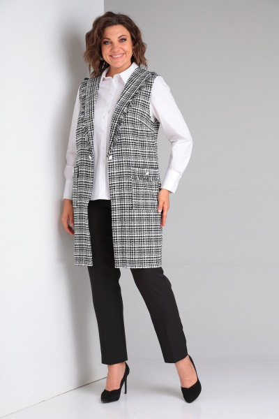 Комплект: жилет, блуза и брюки из текстиля для делового стиля Takka Plus 23-199 - фото 2