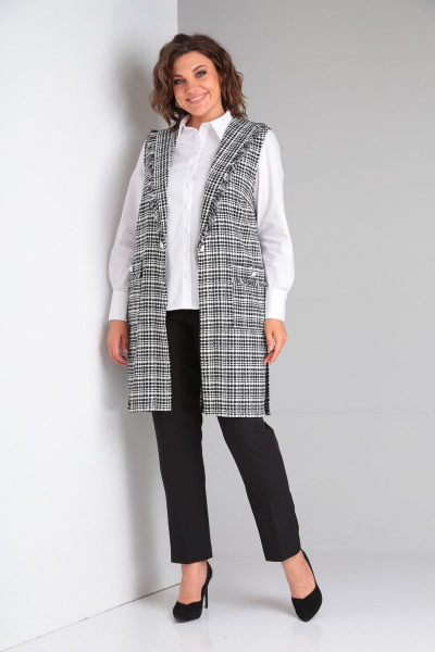 Комплект: жилет, блуза и брюки из текстиля для делового стиля Takka Plus 23-199 - фото 1