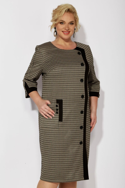 Платье Tellura-L 1708 черный+коричневый - фото 3
