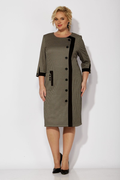 Платье Tellura-L 1708 черный+коричневый - фото 1