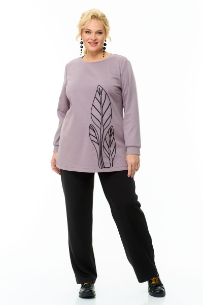 Демисезонные брюки и джемпер в стиле повседневный OVERYOU М117/2 лиловый - фото 1