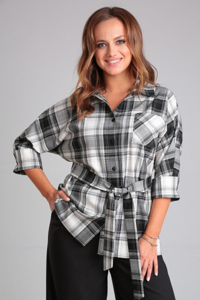 Блузка в клетку из вискозы для повседневных образов Angelina & Сompany 894 - фото 1