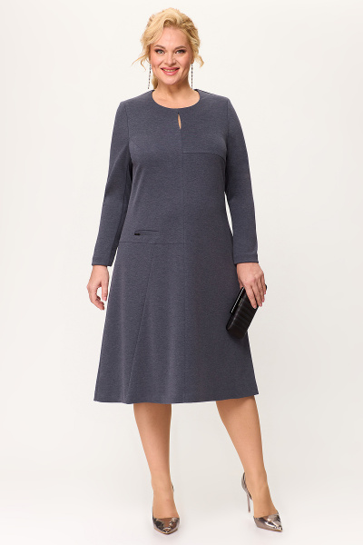 Деловое платье из трикотажа с асимметричным кроем и карманами Algranda А3950-1-2 - фото 2
