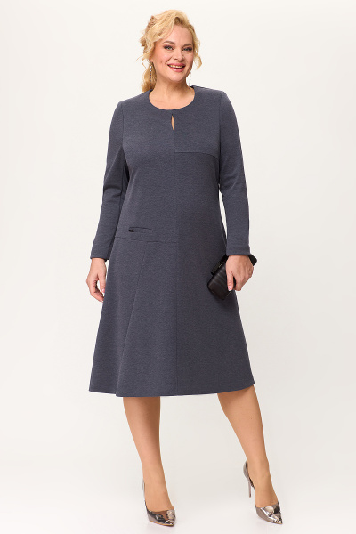 Деловое платье из трикотажа с асимметричным кроем и карманами Algranda А3950-1-2 - фото 1