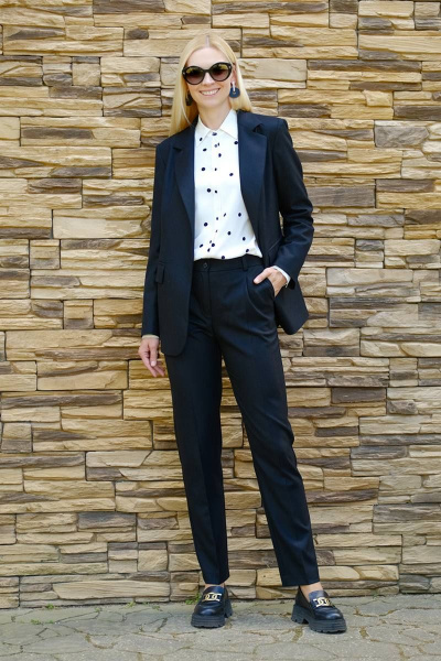 Брюки из текстиля черные с классической посадкой Achosa 1253 черный - фото 1