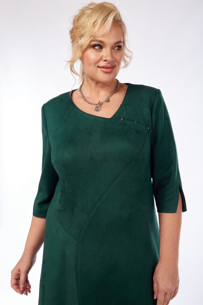 Платье из искусственной замши с асимметричным кроем Tensi 359 изумрудный - фото 5