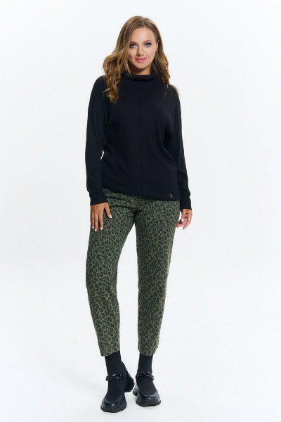 Джемпер свободный из вискозы с золотистым декором, демисезон AVE RARA 2110 черный - фото 4