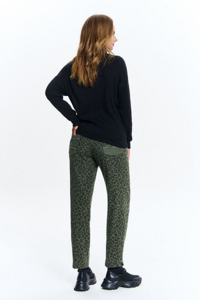 Джемпер свободный из вискозы с золотистым декором, демисезон AVE RARA 2110 черный - фото 2