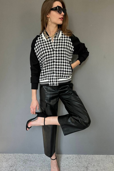 Черные брюки из эко кожи с накладными карманами DAVYDOV 9152 - фото 3